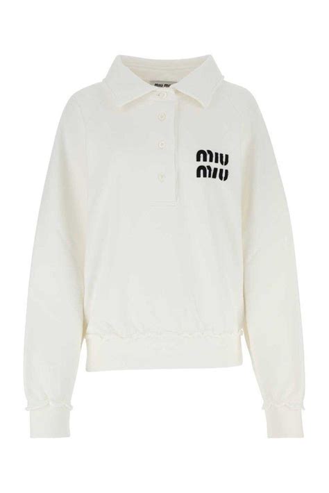 miu miu white long sleeve top|Miu Miu Long.